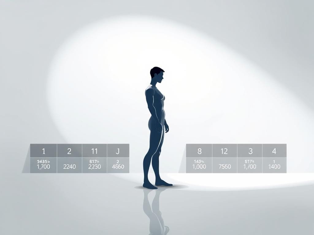 A sleek, minimalist illustration depicting the concept of a caloric deficit for fat loss. In the foreground, a simplified human figure stands in a pensive pose, surrounded by a grid of numerical data and visual representations of calorie intake and expenditure. The middle ground features a clean, abstract background with subtle textures and gradients, creating a sense of depth and emphasis on the central subject. The lighting is soft and directional, casting gentle shadows and highlights to accentuate the form and details. The overall tone is one of focused, scientific clarity, conveying the importance of understanding and implementing an effective caloric deficit for successful fat loss.