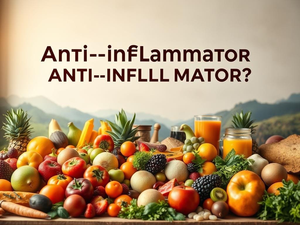 A vibrant tableau depicting common misconceptions about anti-inflammatory foods. In the foreground, a variety of colorful fruits, vegetables, and herbs are arranged artfully, conveying a sense of abundance and vitality. The middle ground features an array of everyday foods often thought to be anti-inflammatory, such as processed snacks and sugary beverages, but with a subtle haze or distortion to suggest their inaccurate classification. In the background, a softly blurred backdrop of natural landscapes and healthy lifestyle elements provides context and balance. The lighting is warm and diffused, creating a sense of harmony and wellness. The overall composition challenges preconceptions, guiding the viewer to reconsider their understanding of which foods truly possess anti-inflammatory properties.